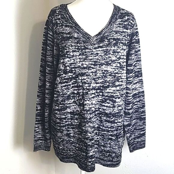 Croft & Barrow Black Tweed Pullover Sweater, Size 1X - Picture 1 of 7